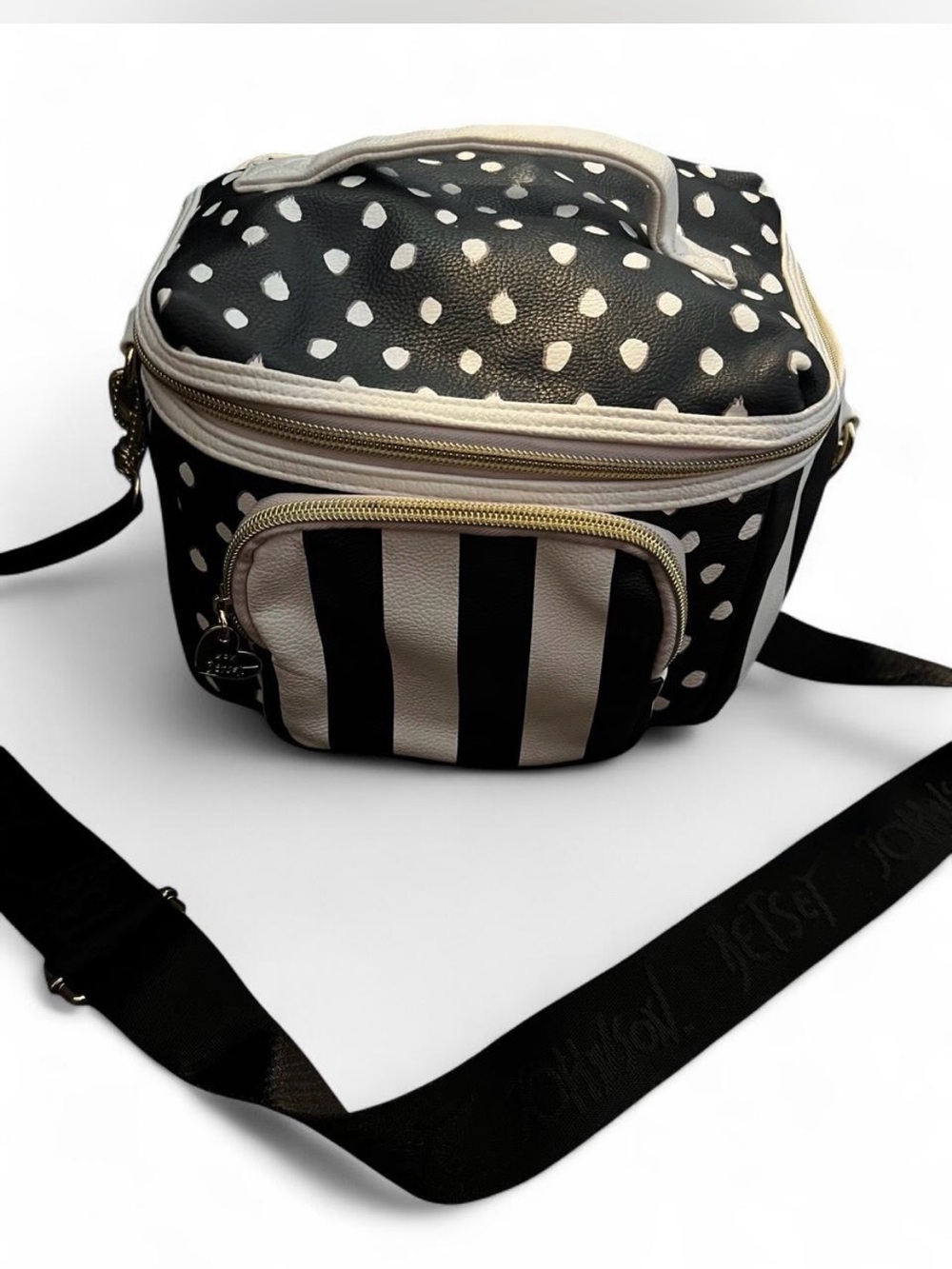 Betsy Johnson Black & Cream Polka Dot Crossbody Bag